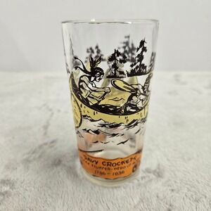 Vintage Davy Crockett Indian Fighter Hero of Alamo Drinking Glass Tumbler Yellow
